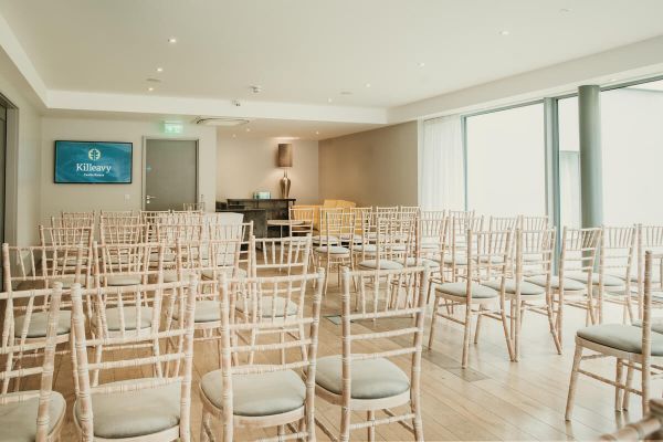 Theatre style set up in the garden lounge at Killeavy Castle Estate